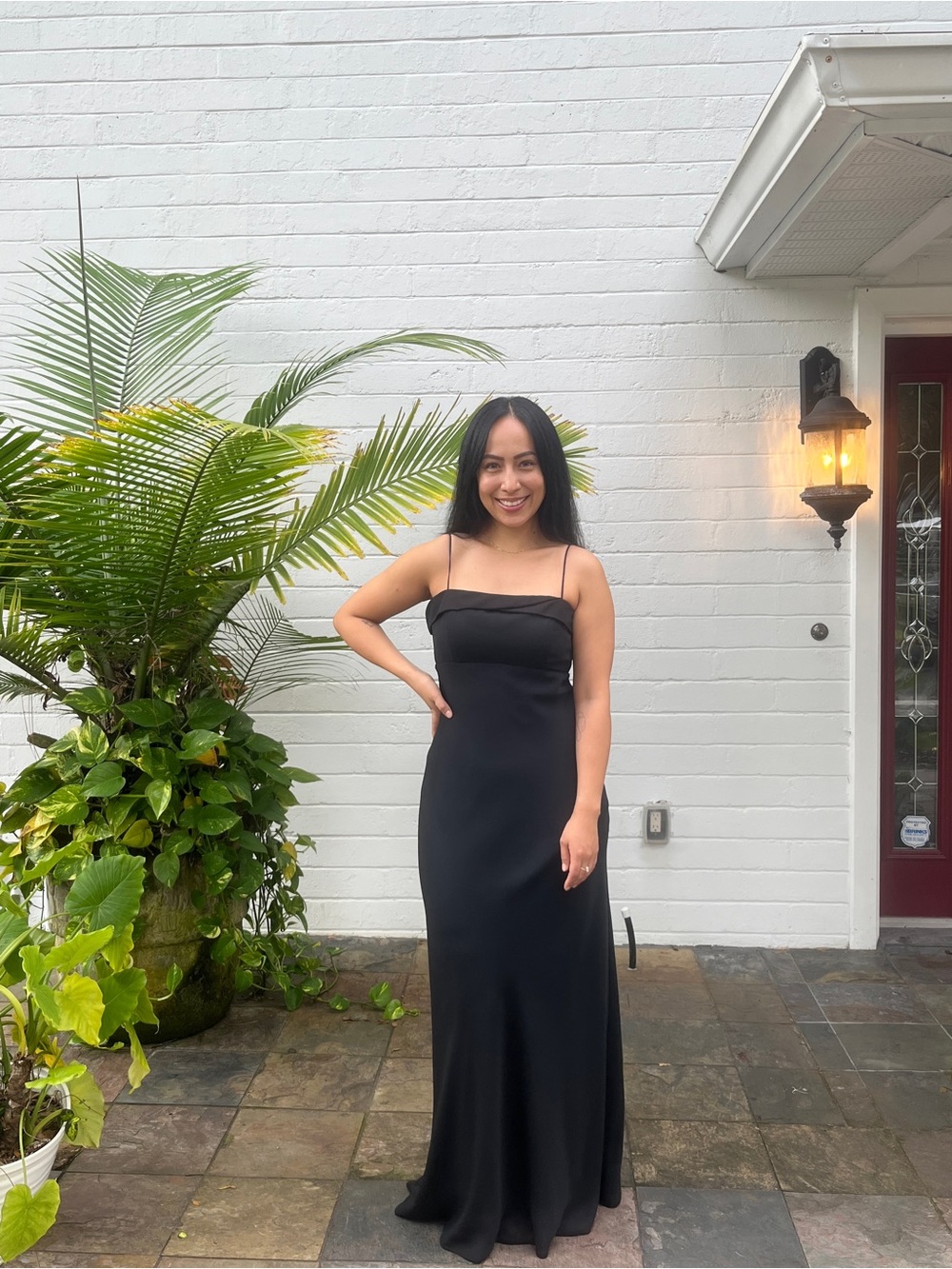 Elegant Black Spaghetti Strap Evening Dress